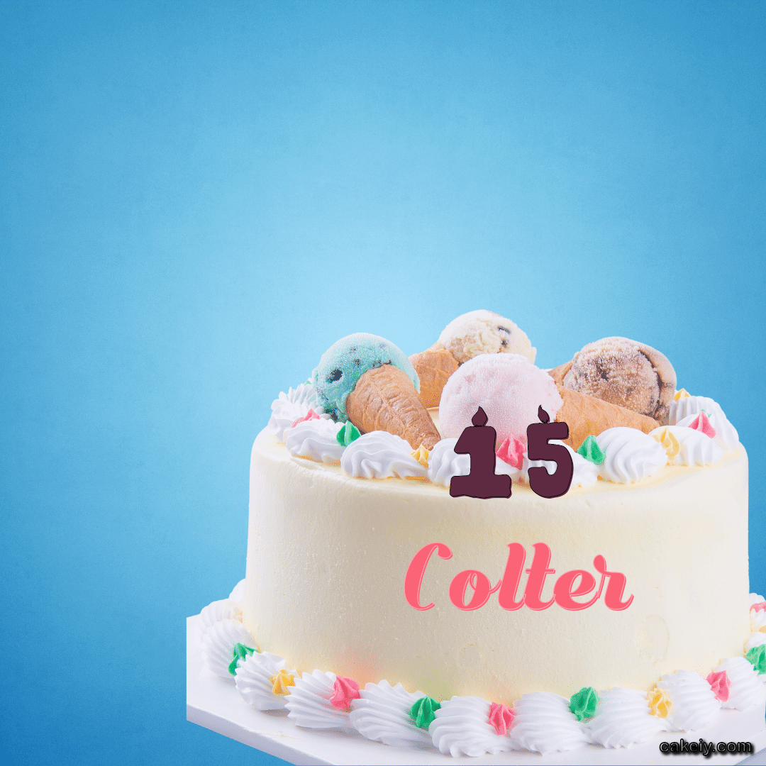 White Cake with Ice Cream Top for Colter