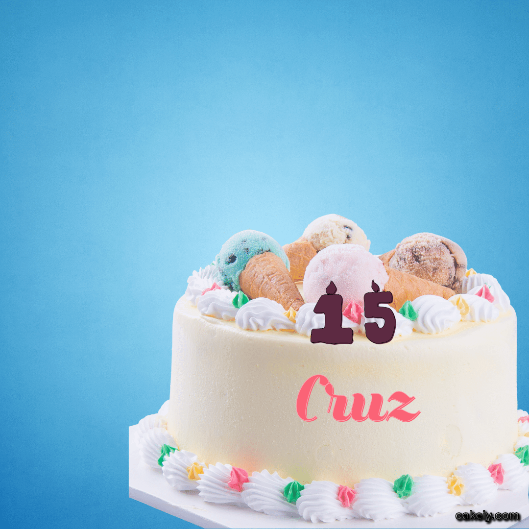 White Cake with Ice Cream Top for Cruz