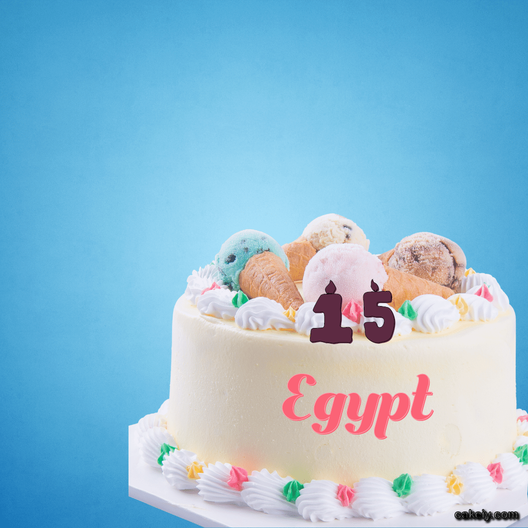 White Cake with Ice Cream Top for Egypt