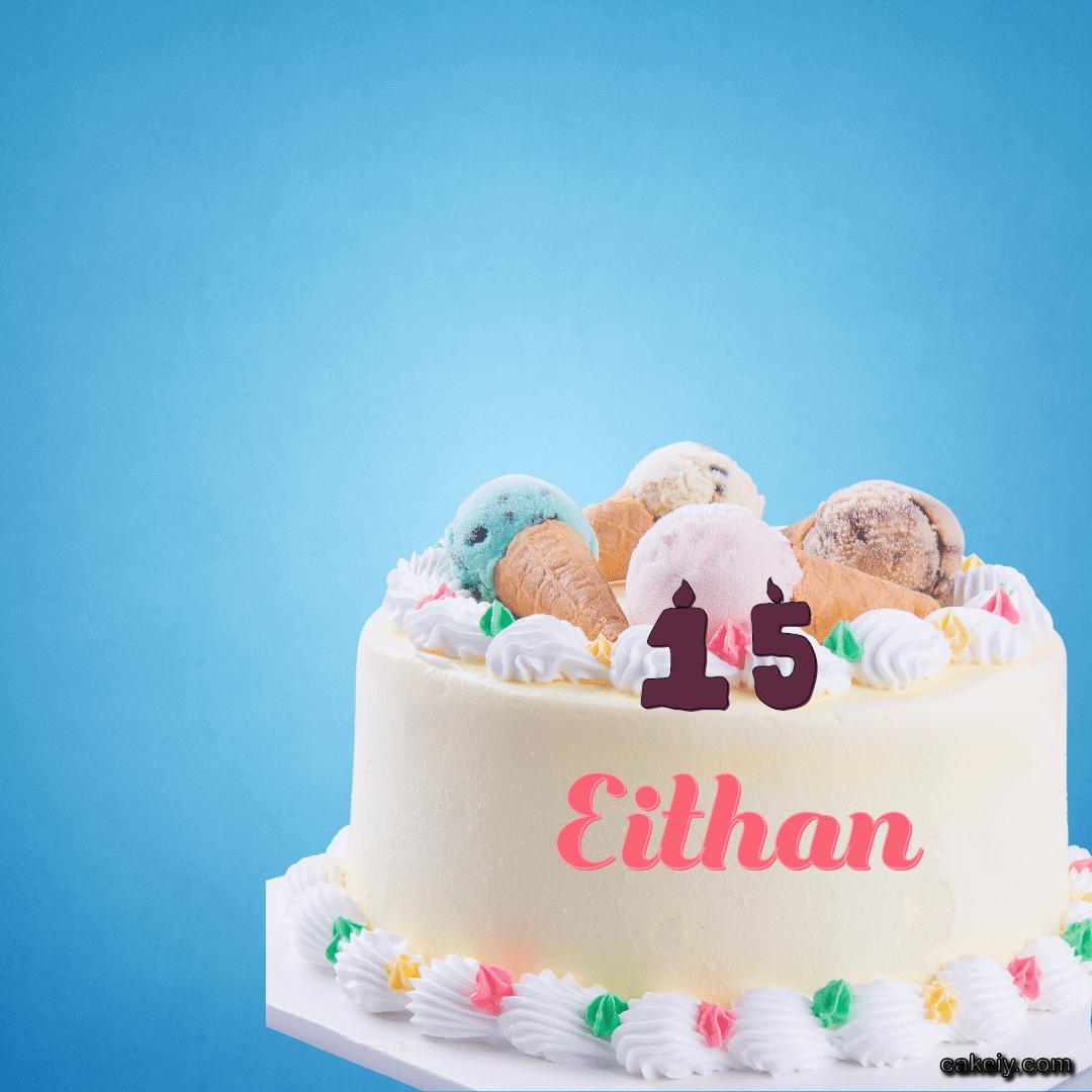 White Cake with Ice Cream Top for Eithan