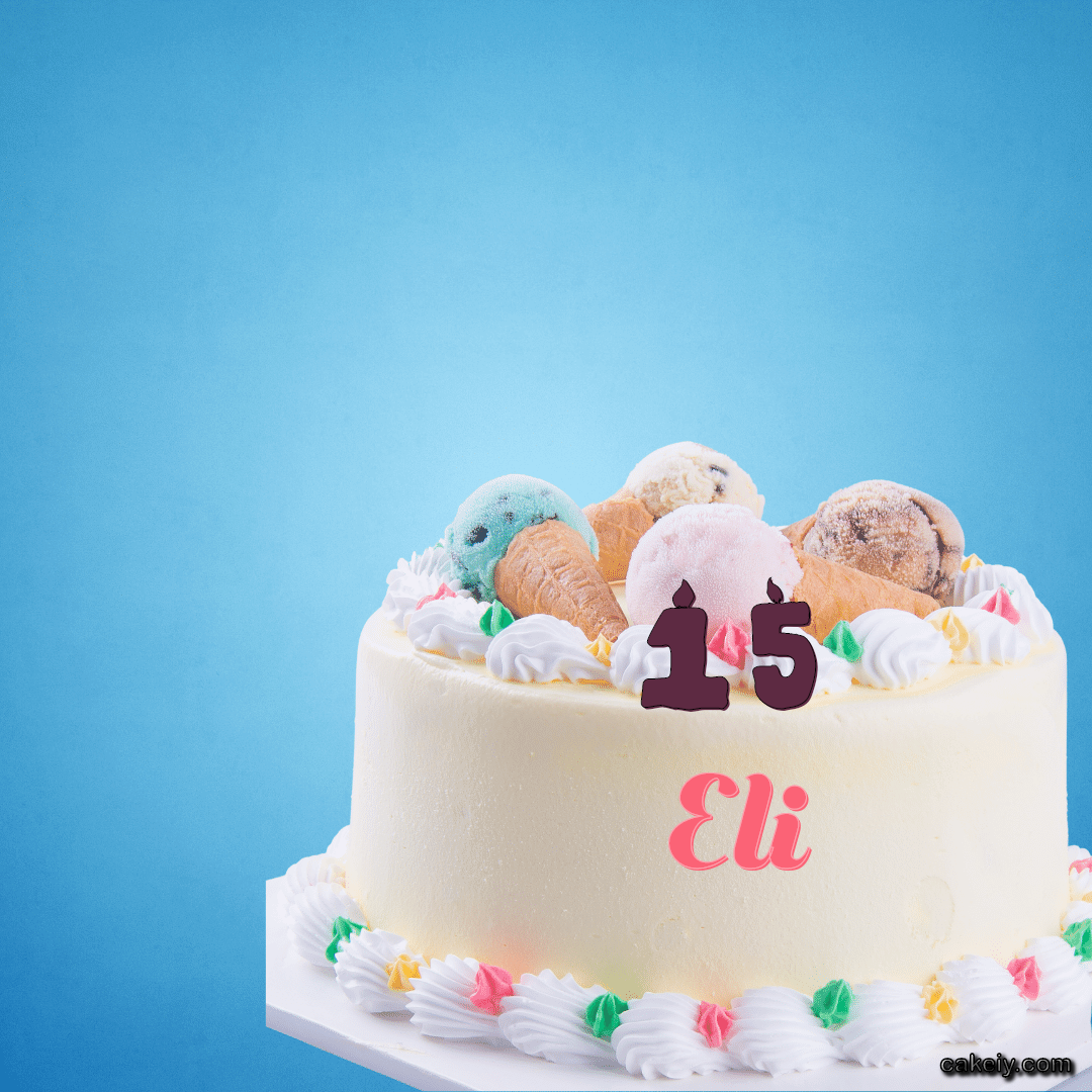 White Cake with Ice Cream Top for Eli
