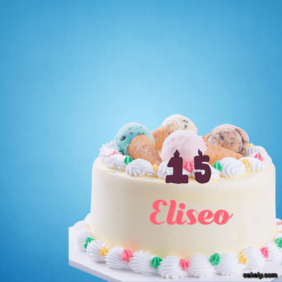 White Cake with Ice Cream Top for Eliseo
