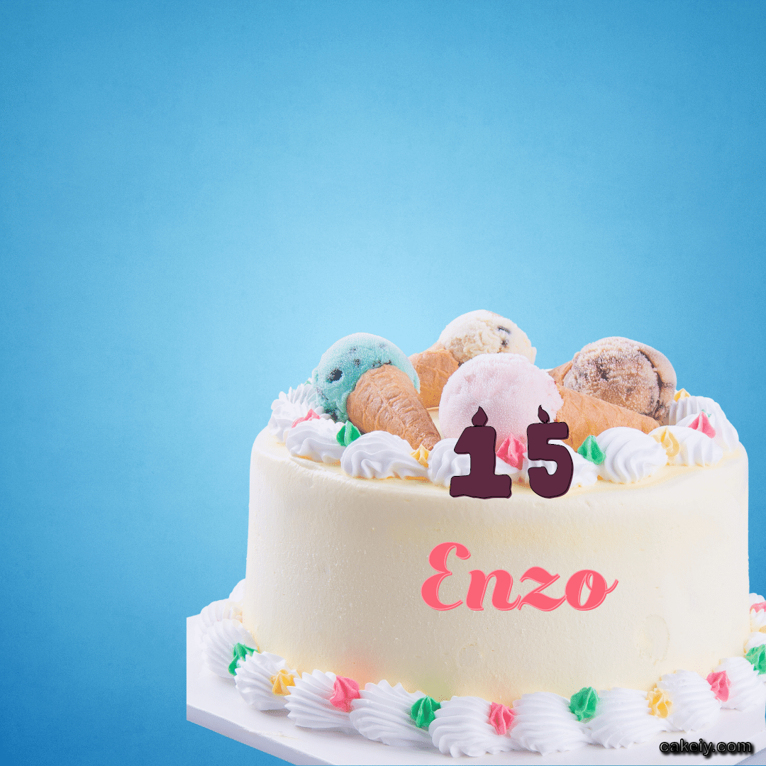 White Cake with Ice Cream Top for Enzo