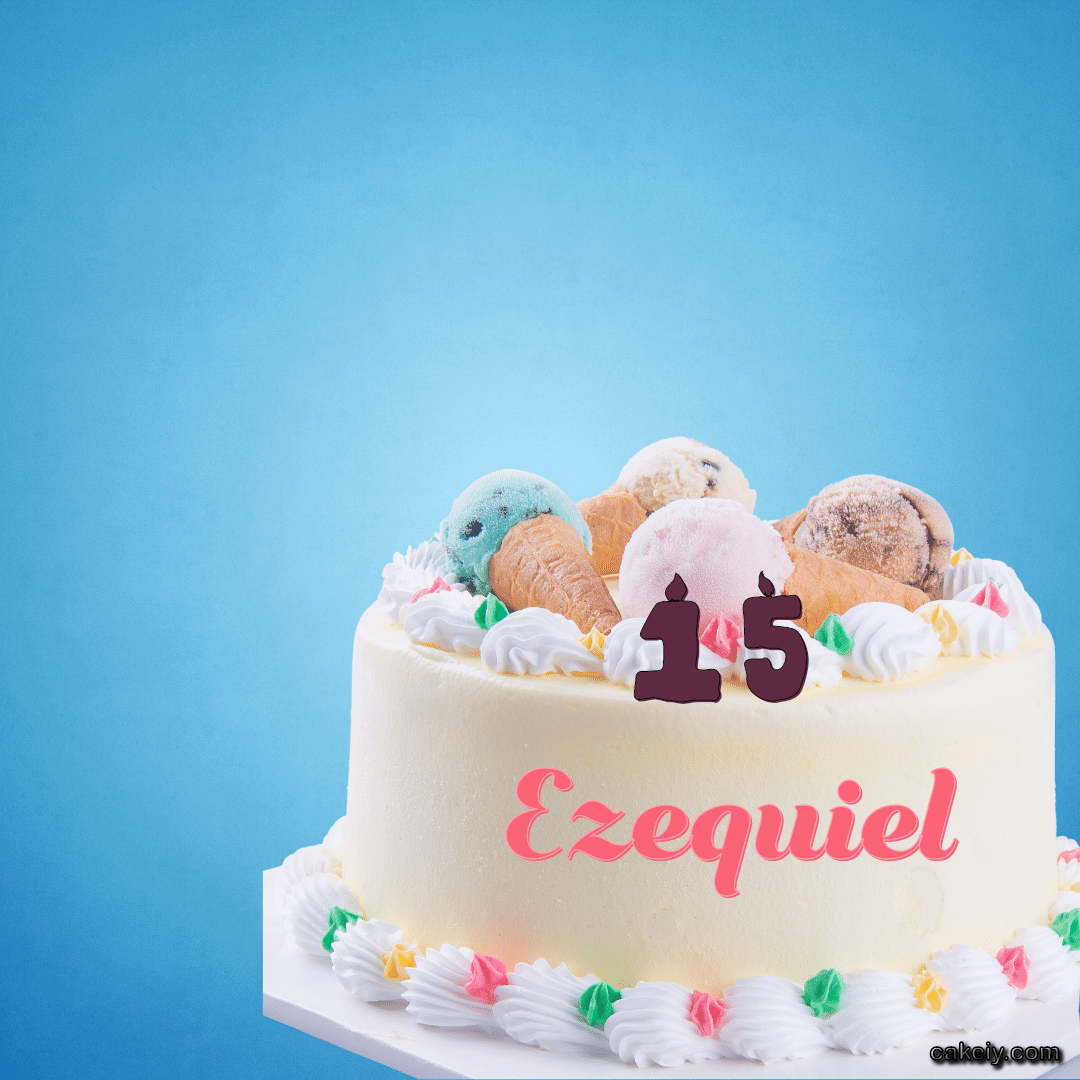 White Cake with Ice Cream Top for Ezequiel