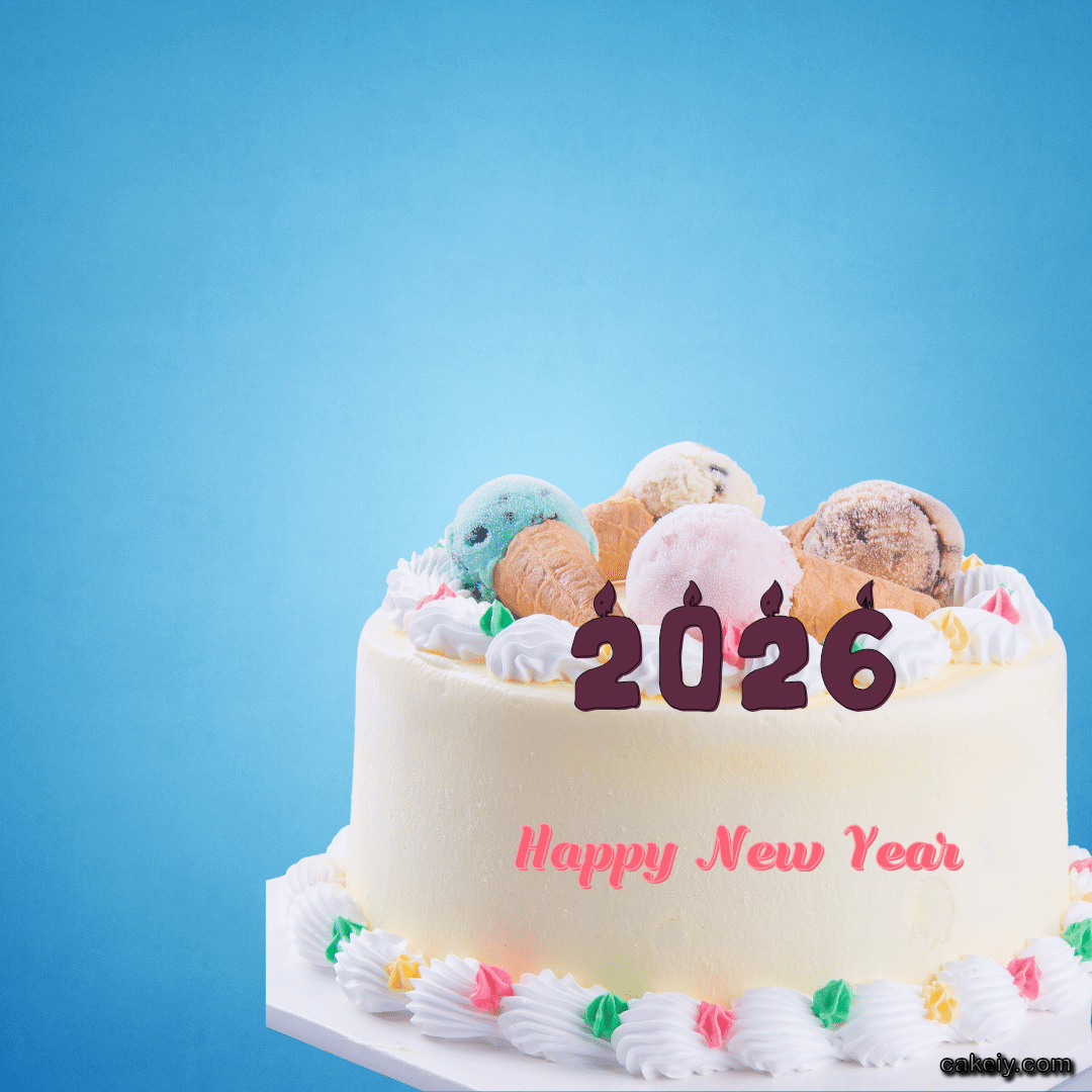 White Cake with Ice Cream Top for Your Name