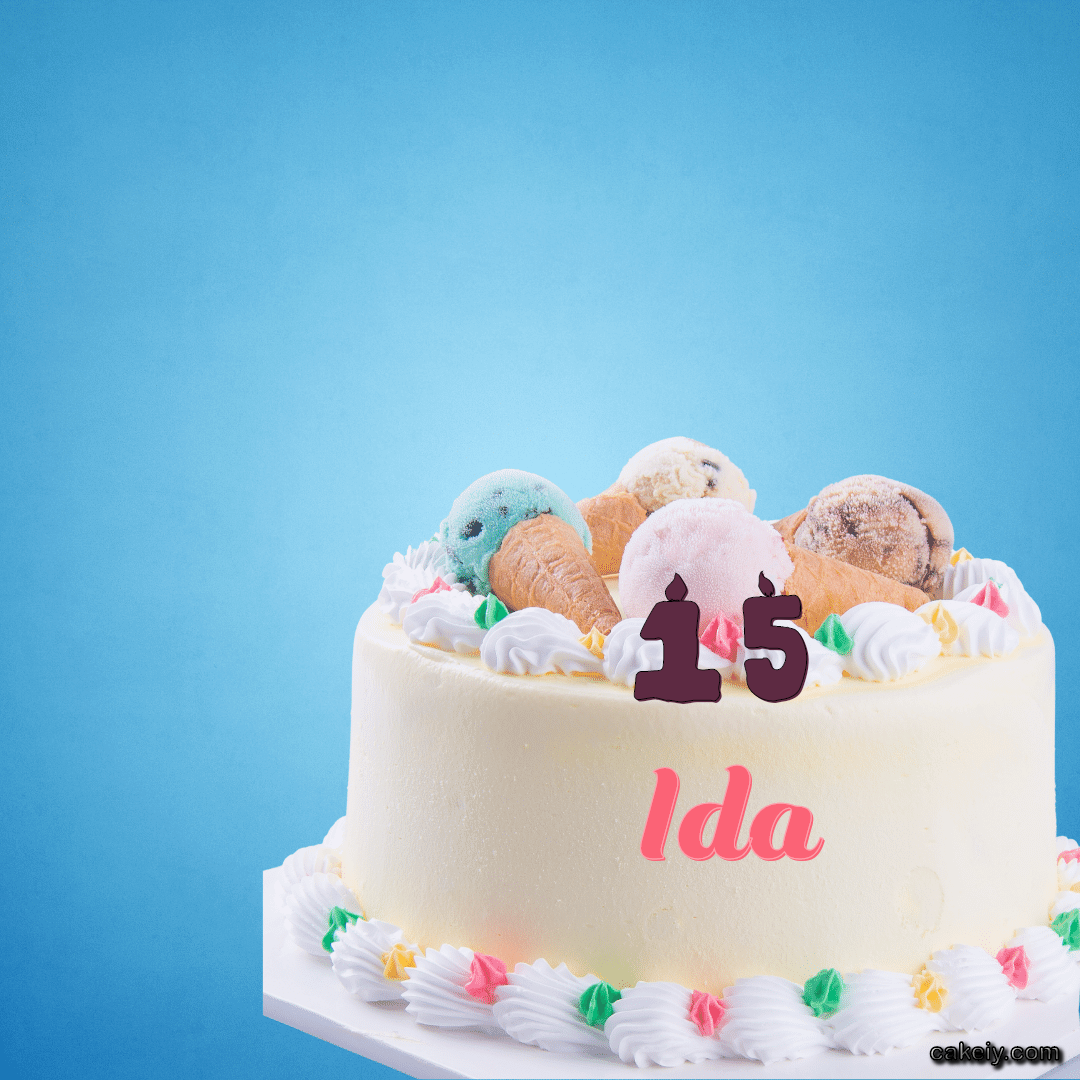 White Cake with Ice Cream Top for Ida
