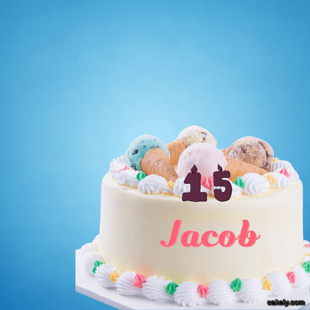 White Cake with Ice Cream Top for Jacob