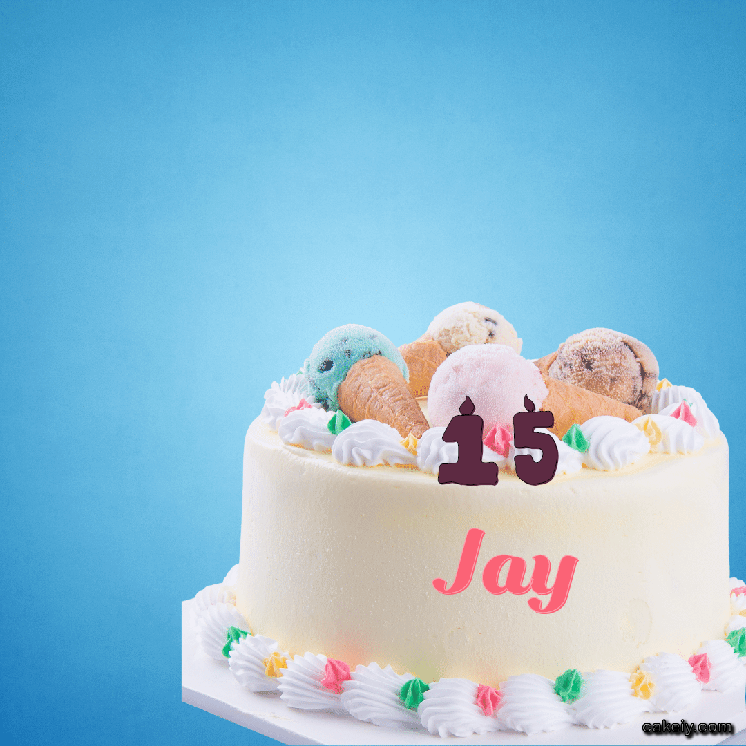 White Cake with Ice Cream Top for Jay