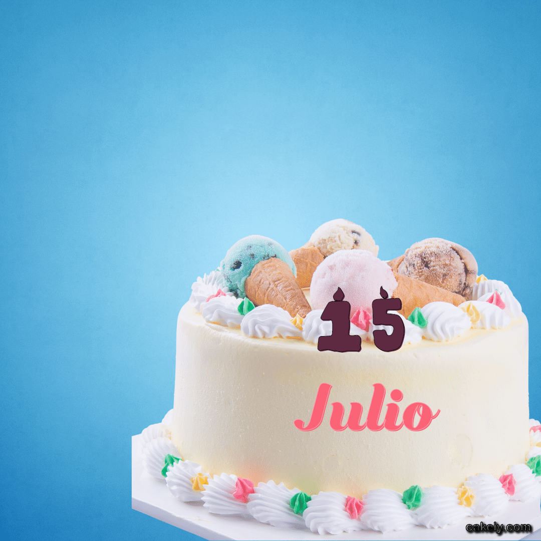 White Cake with Ice Cream Top for Julio