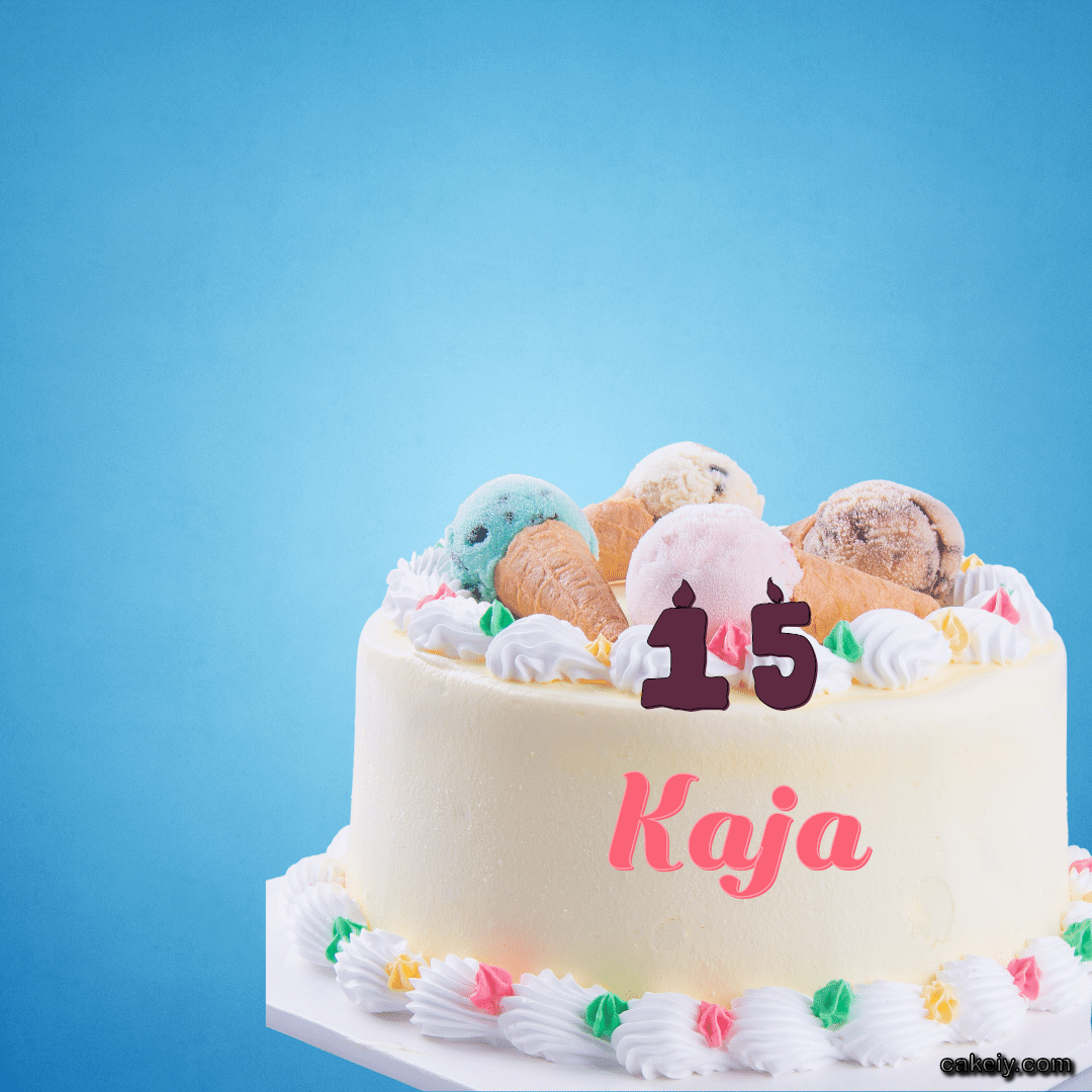 White Cake with Ice Cream Top for Kaja