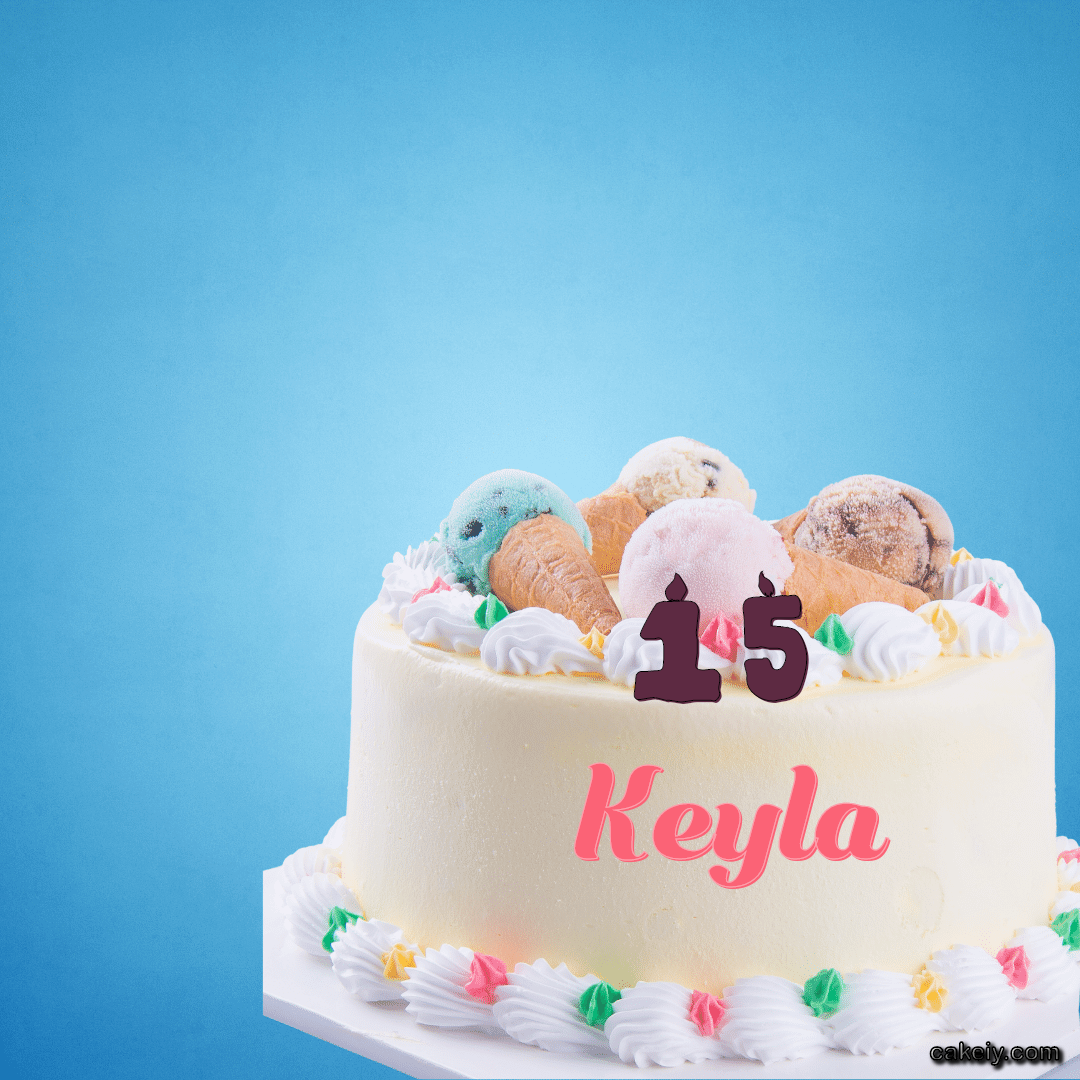 White Cake with Ice Cream Top for Keyla