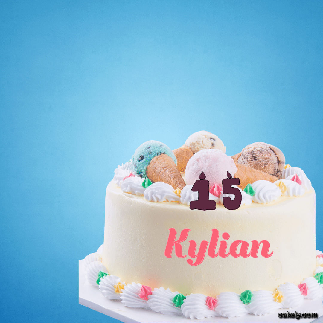 White Cake with Ice Cream Top for Kylian