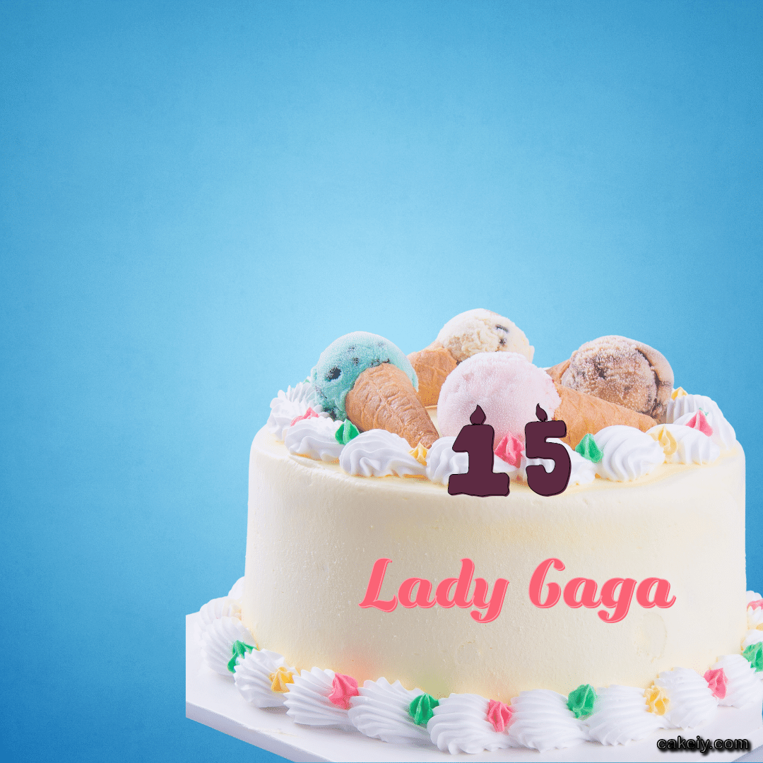 White Cake with Ice Cream Top for Lady Gaga