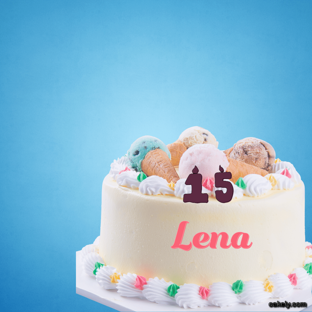 White Cake with Ice Cream Top for Lena