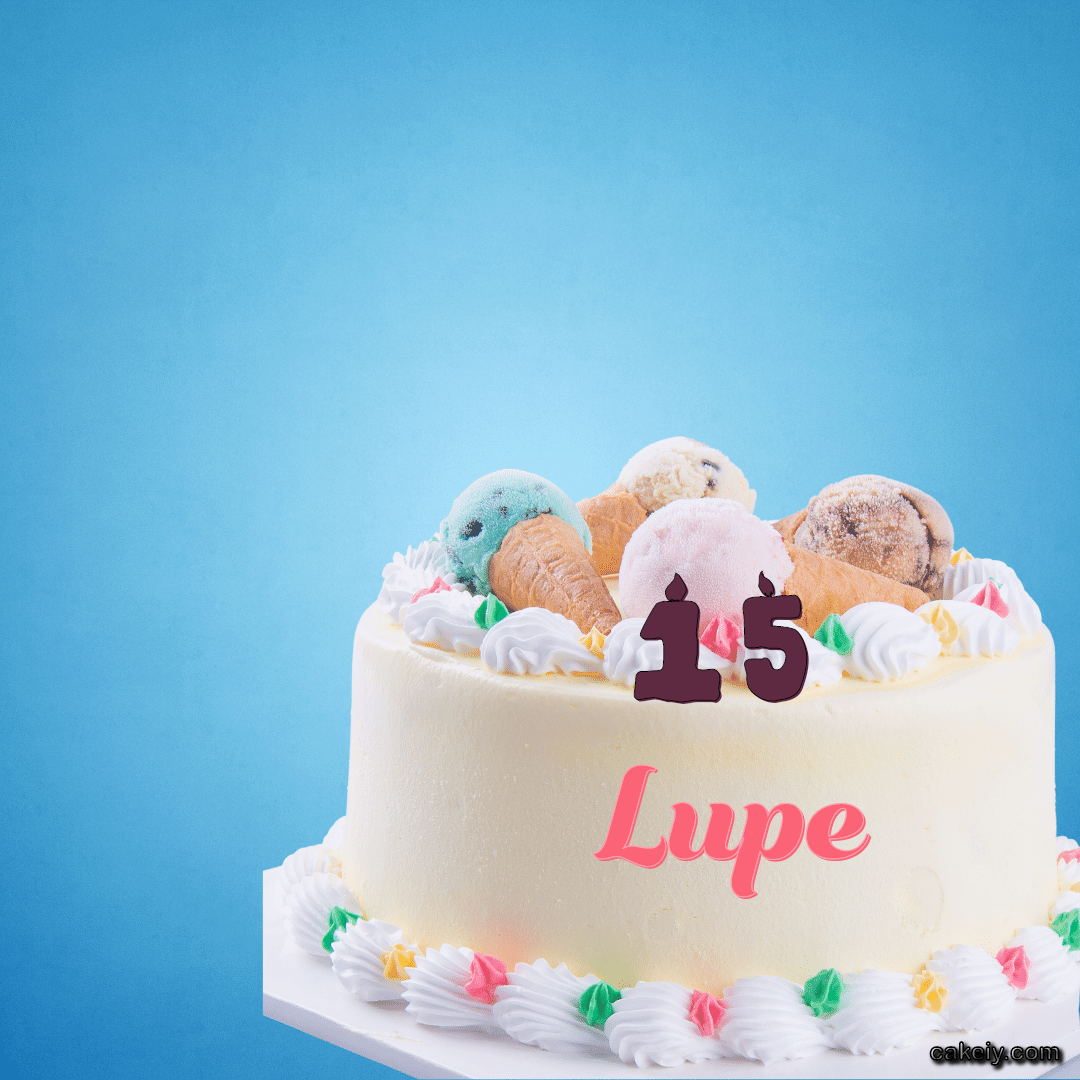White Cake with Ice Cream Top for Lupe