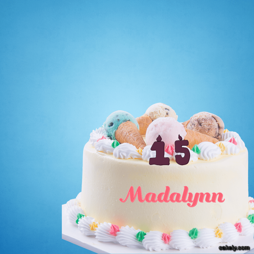 White Cake with Ice Cream Top for Madalynn
