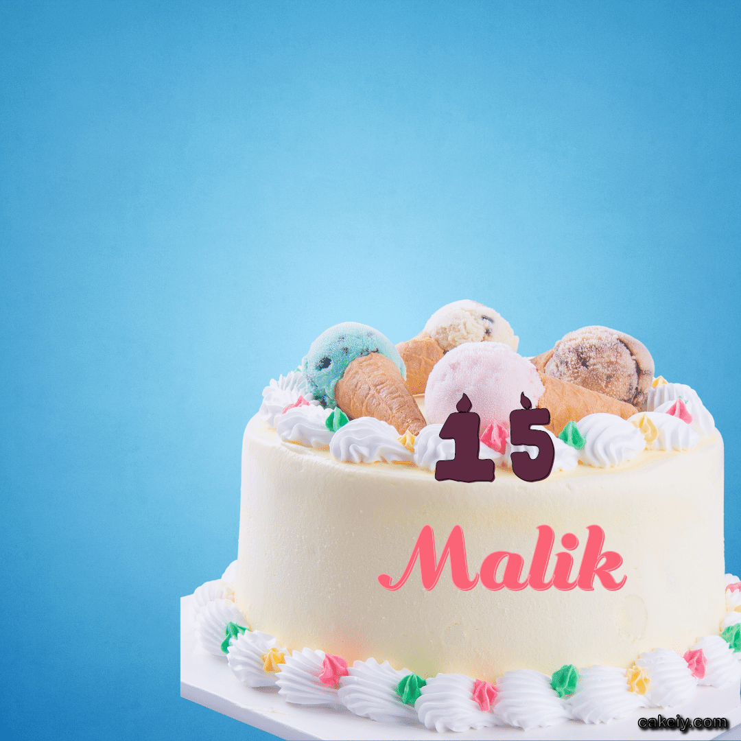 White Cake with Ice Cream Top for Malik