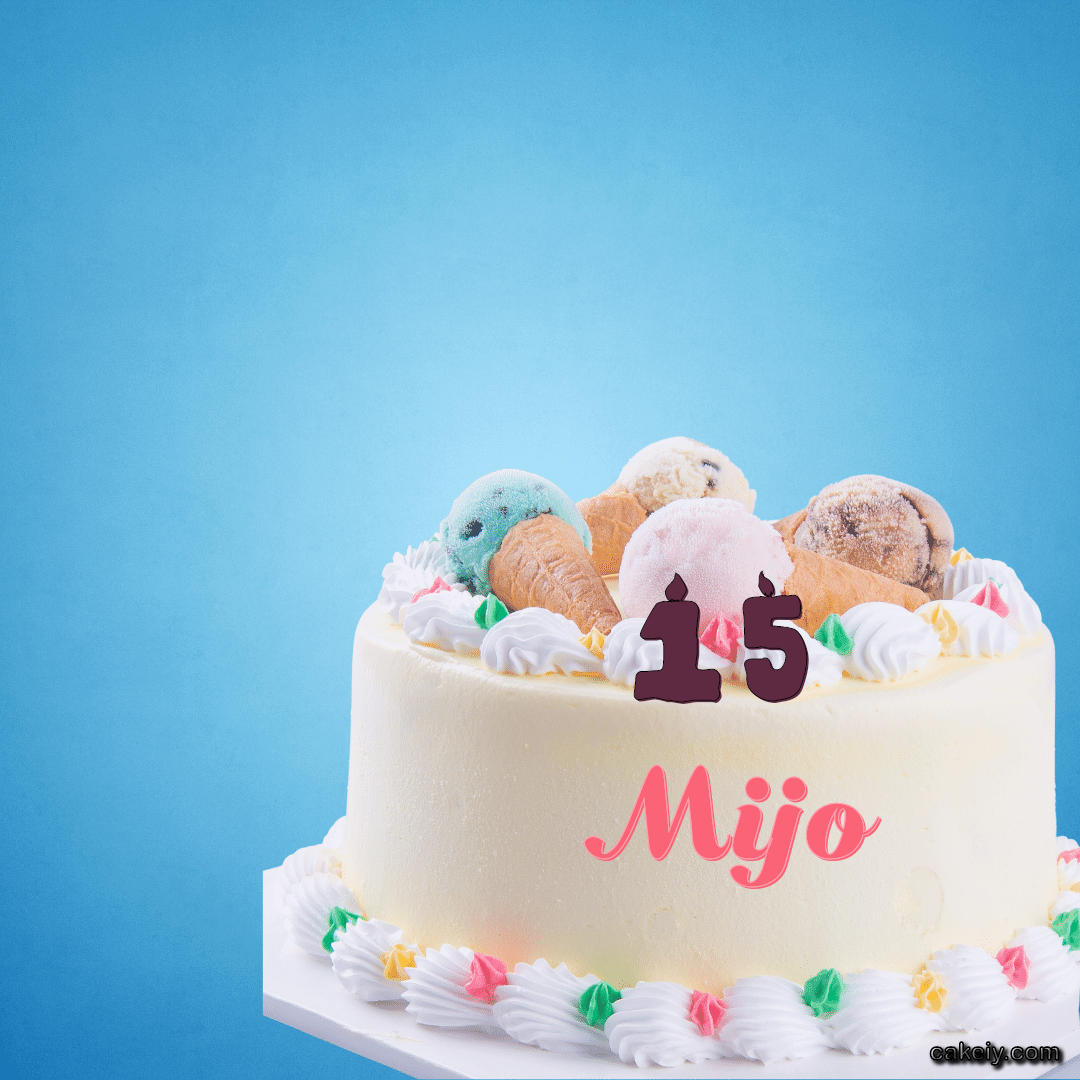 White Cake with Ice Cream Top for Mijo
