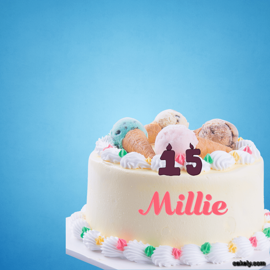 White Cake with Ice Cream Top for Millie