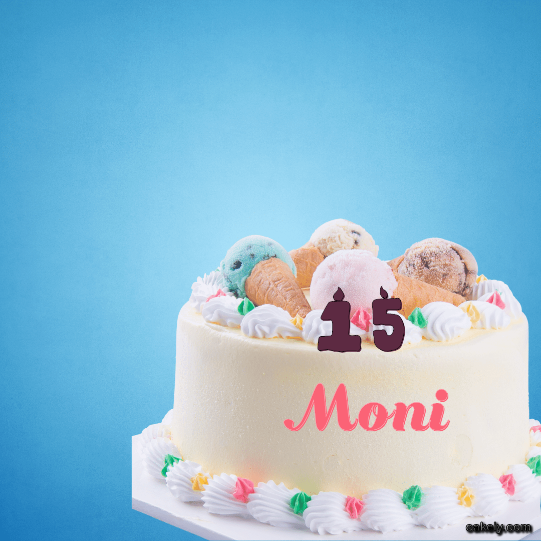 White Cake with Ice Cream Top for Moni