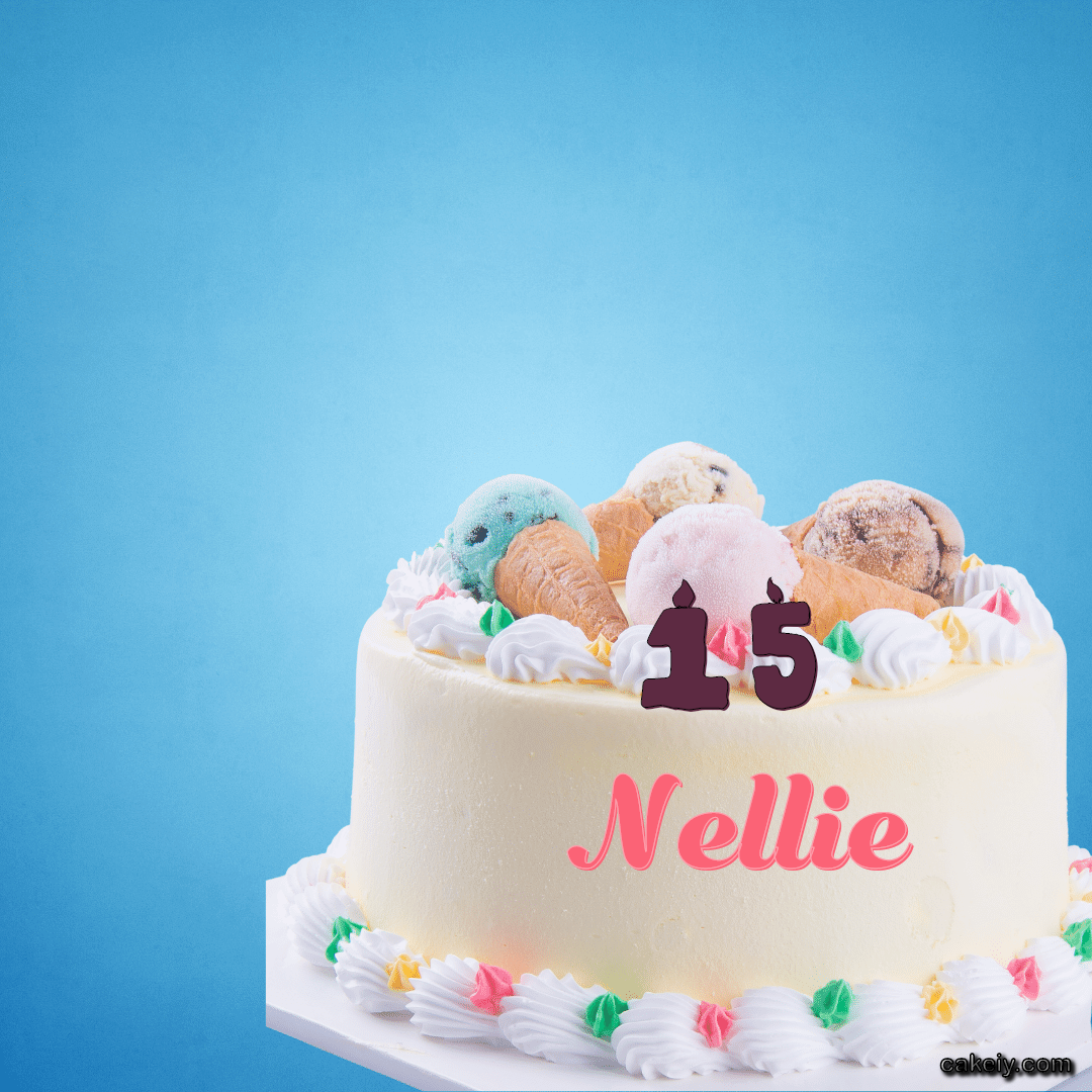 White Cake with Ice Cream Top for Nellie