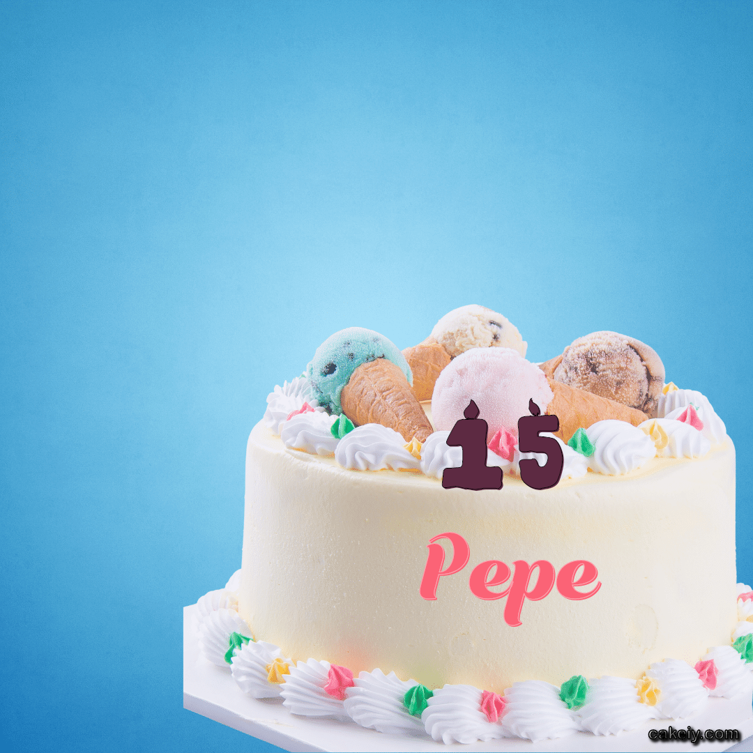 White Cake with Ice Cream Top for Pepe
