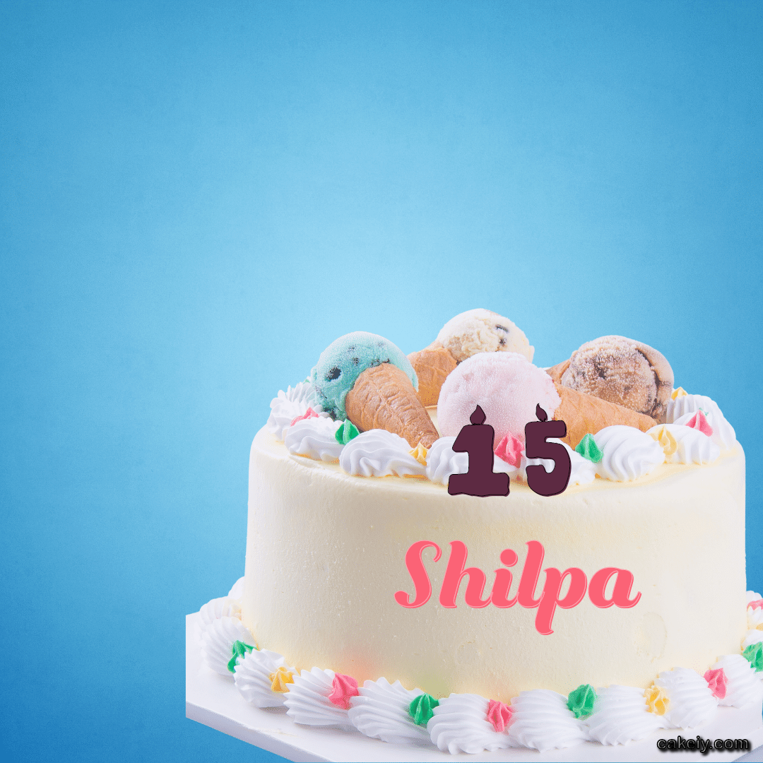White Cake with Ice Cream Top for Shilpa