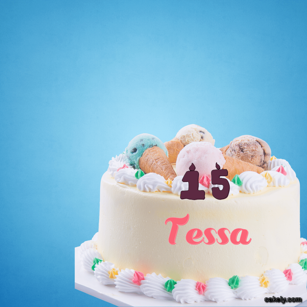 White Cake with Ice Cream Top for Tessa