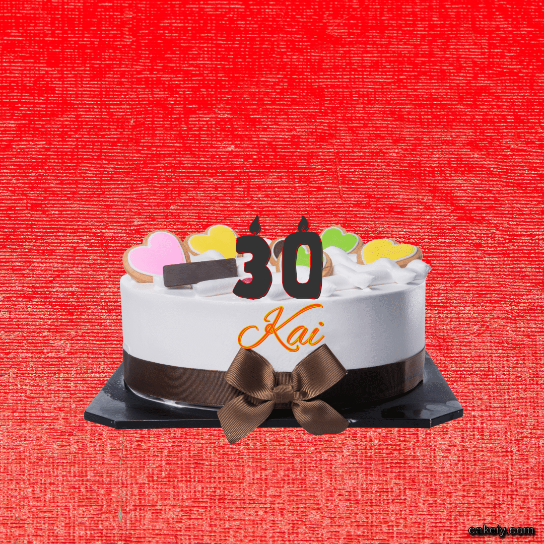 White Fondant Cake for Kai